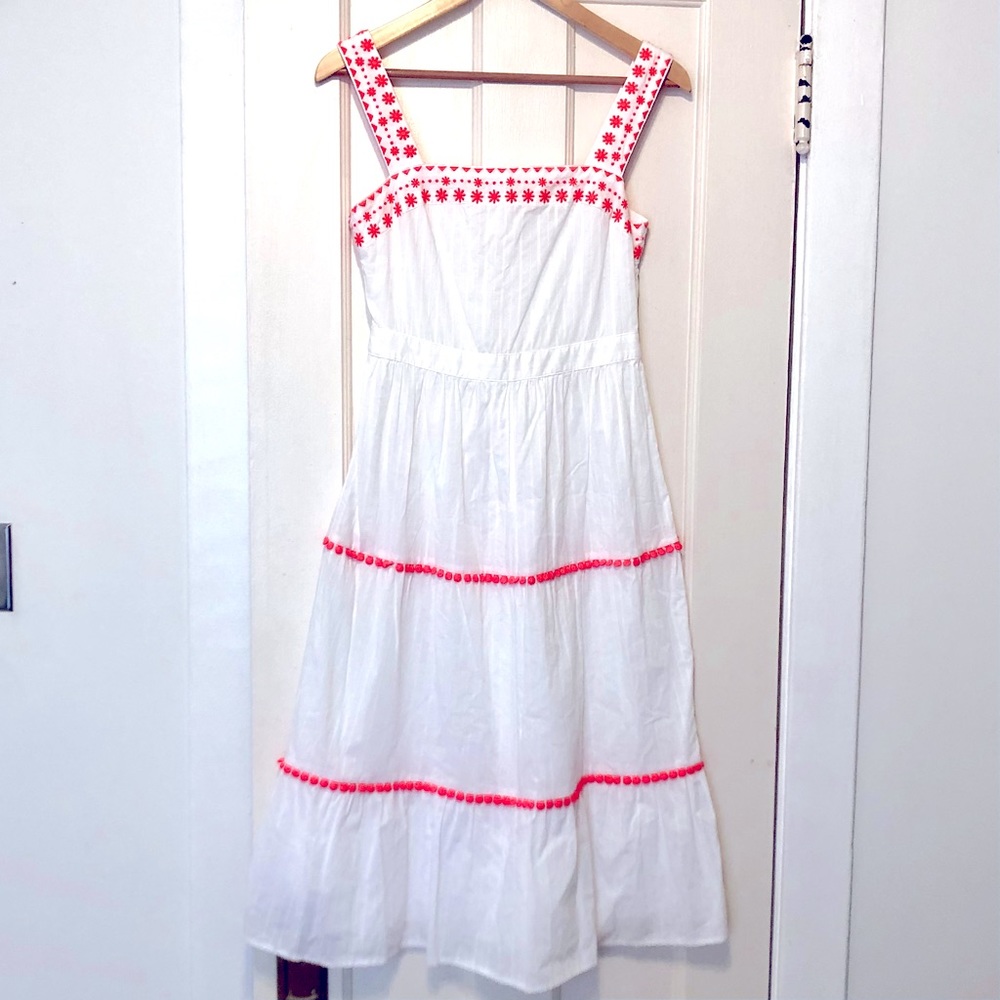 Like new embroidered Boden Sundress (white/neon)